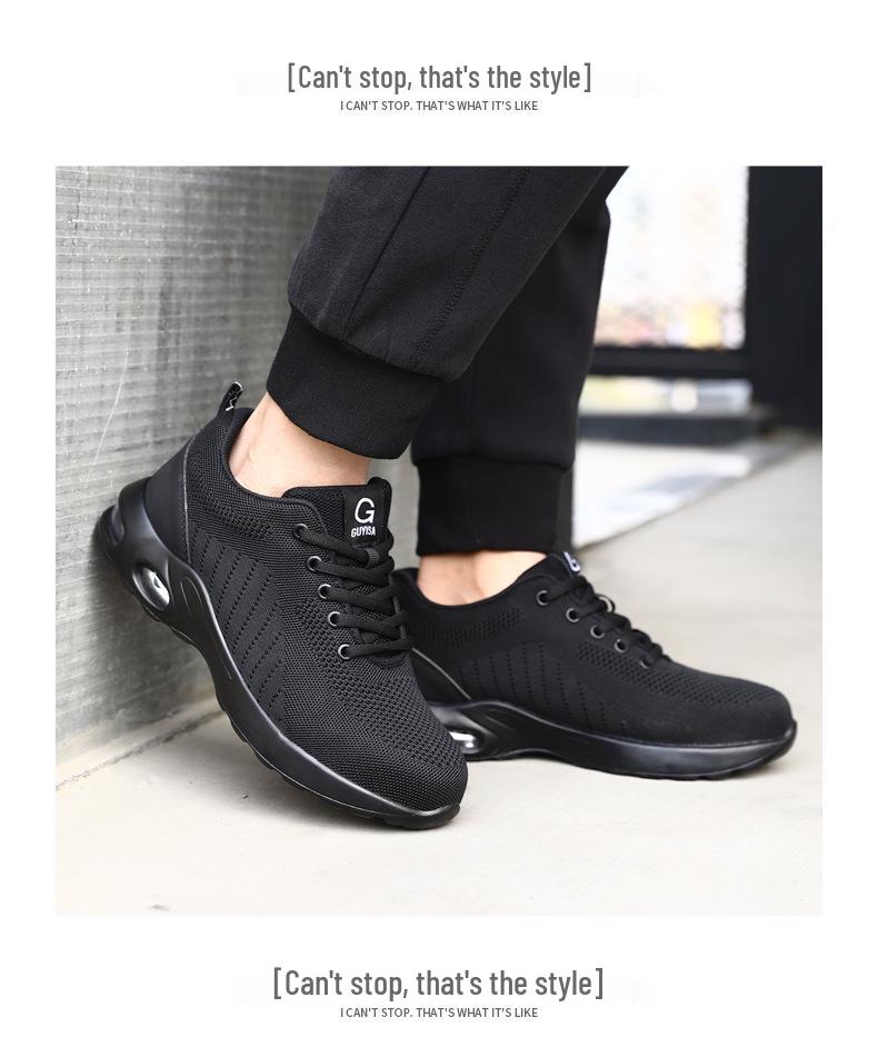 Men's Lightweight Air Cushion Safety Shoes - Wear-Resistant, Anti-Smash, Anti-Puncture Work Shoes
