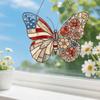 Yousheng Independence Day Butterfly Suncatcher Ornament Faux Stained Glass Acrylic Window Pendant Patriotic Butterfly Suncatcher for Wall Window