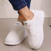 Women's Spring-Autumn Thick-Soled Height-Increasing White Casual Board Shoes, Retro Versatile Fashionable Footwear.