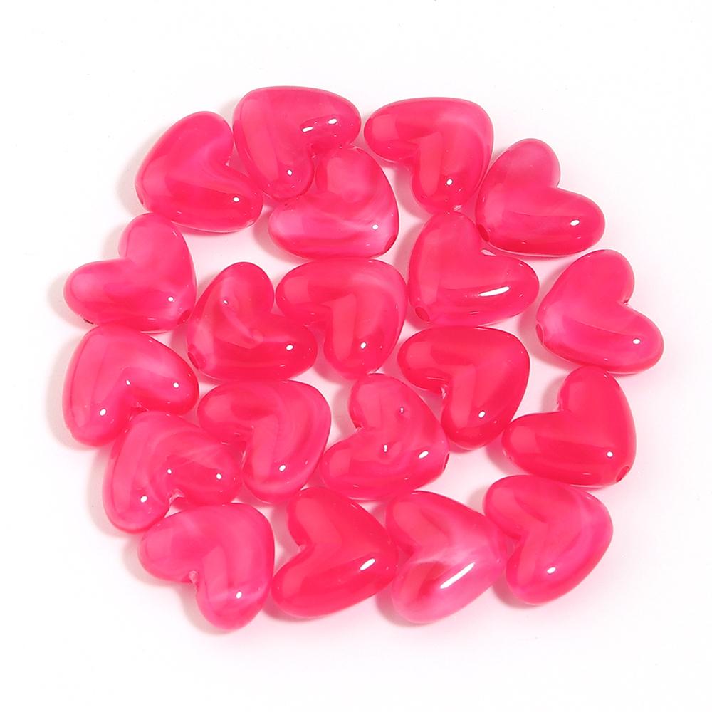 20pcs 14x12mm Double Color Acrylic Heart Beads Love Heart Loose Bead For Jewelry Making DIY Bracelets Necklace Keychain Supplies