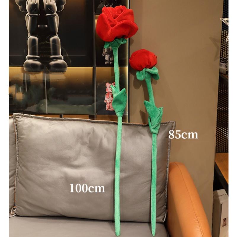 85cm/100cm Large Red Plush Artificial Rose Bouquet Stuffed Bendable Bouquet Soft Floral Home Decoration Valentine's Day Gift