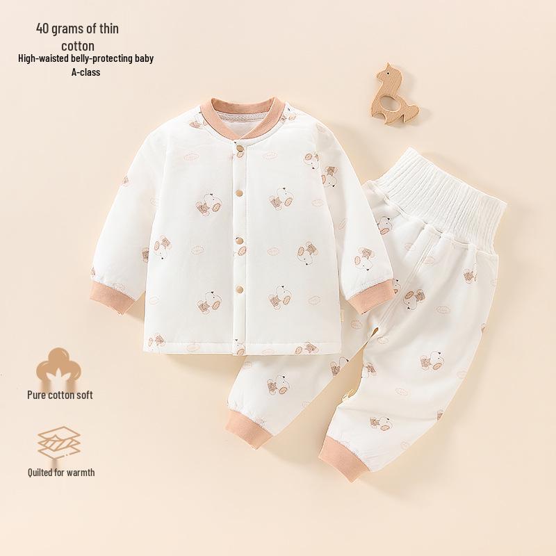 Autumn Baby Cotton Outfit Set: High-Waist Homewear for Boys & Girls
