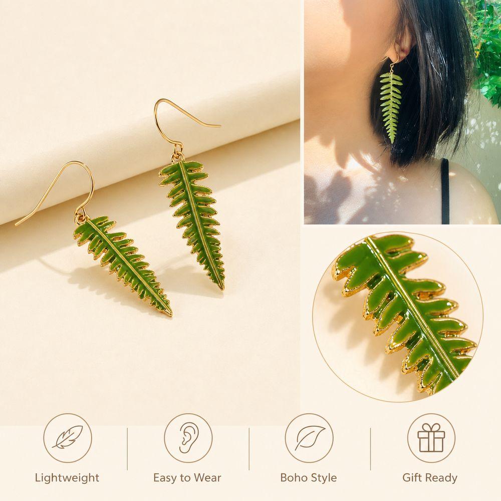 Alloy Leaf Dangle Earrings Fern Leaf Drop Earrings New Plant Pendant Earrings Wome Daily Wear