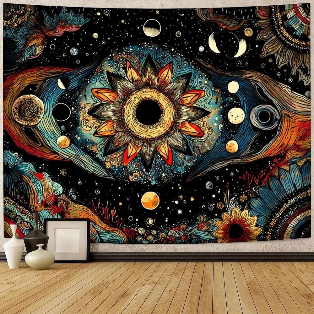 Teal Mandala Boho Tapestry Wall Hanging Floral Art Bohemian Home Decor Gift