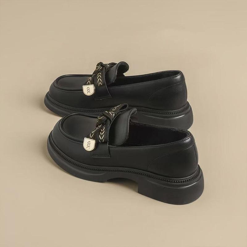 

JX thick heel women s new spring and autumn with skirt small leather shoes women s versatile one-pedal single shoes women s shoes 40 чёрный