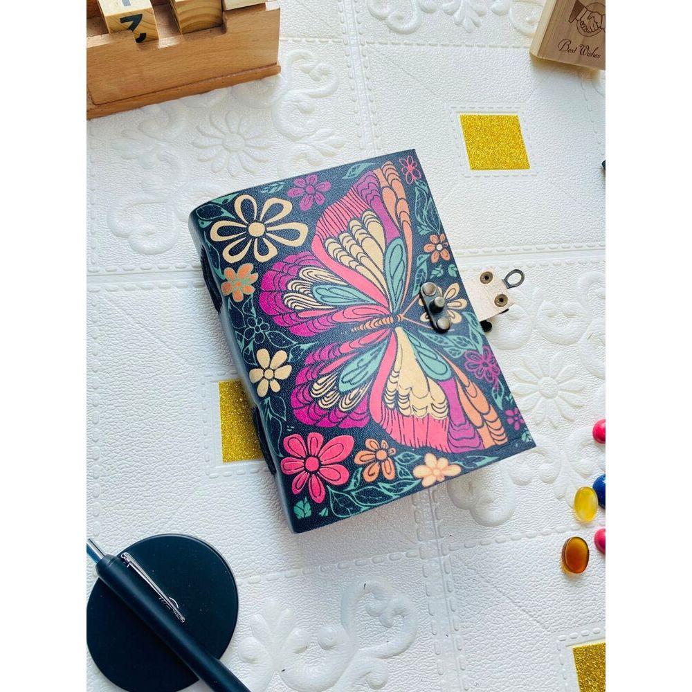 Book of Shadows Butterfly and Flowers Kožený deník 200 listů papíru