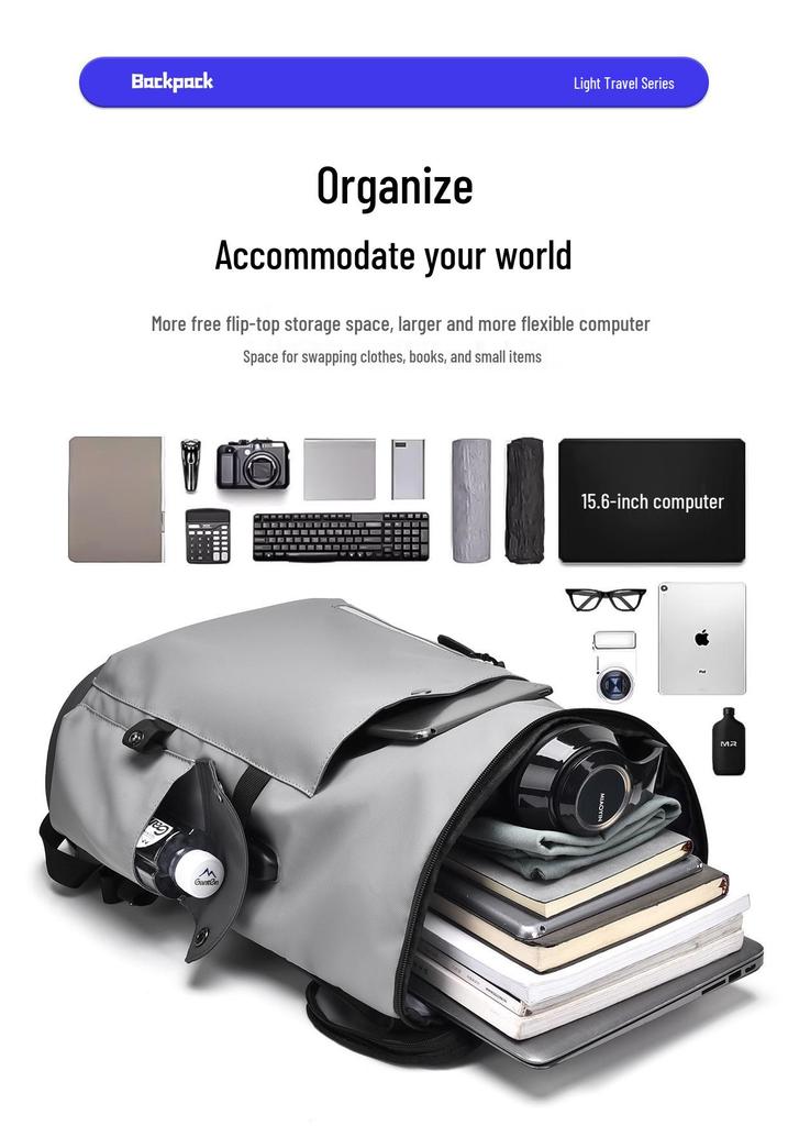 Sac à dos étanche grande capacité pour ordinateur portable pour homme - Léger, Décontracté d'affaires, Sac de voyage tendance pour étudiants