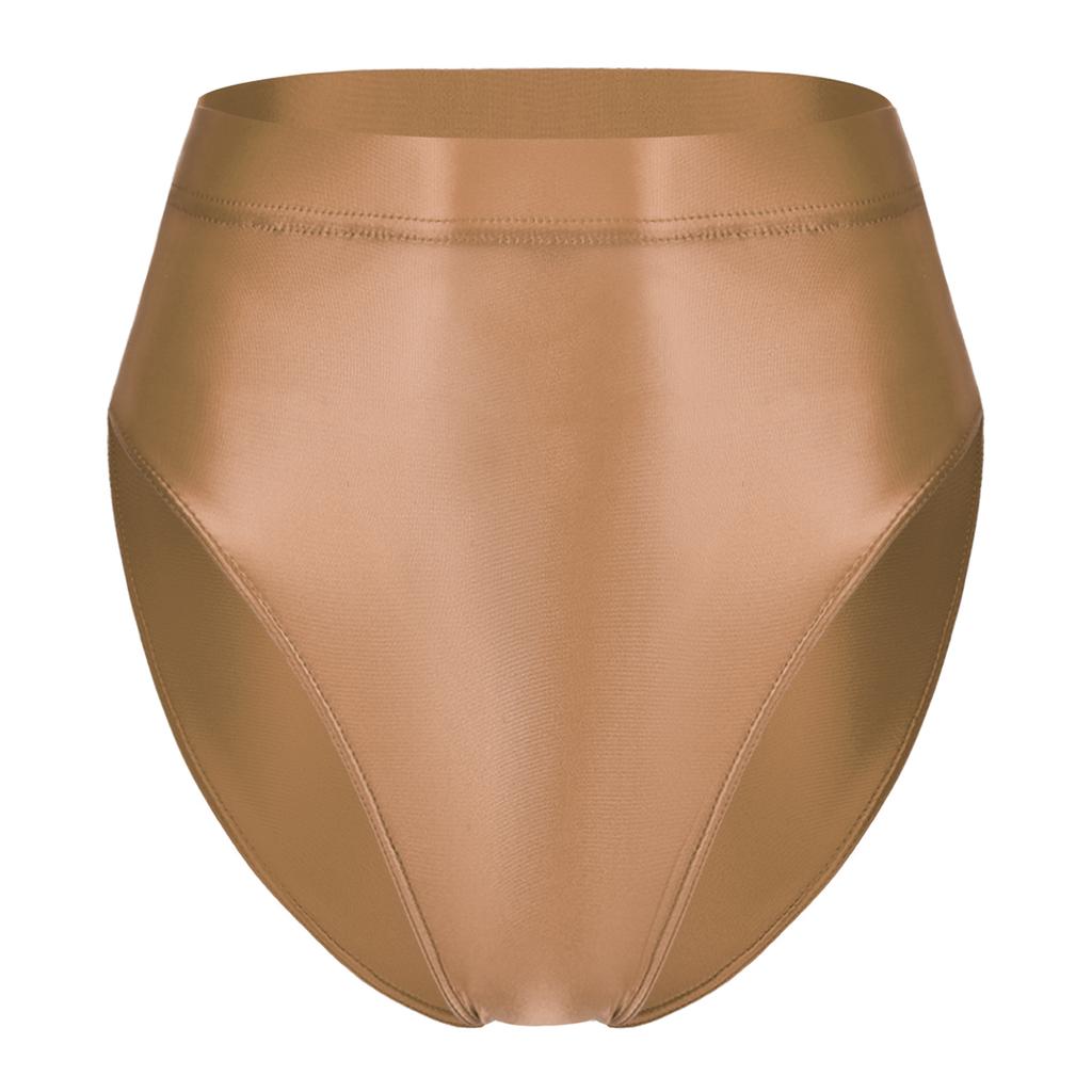 Womens Shiny High Waist Briefs Swimsuit Bottom Beachwear Underwear