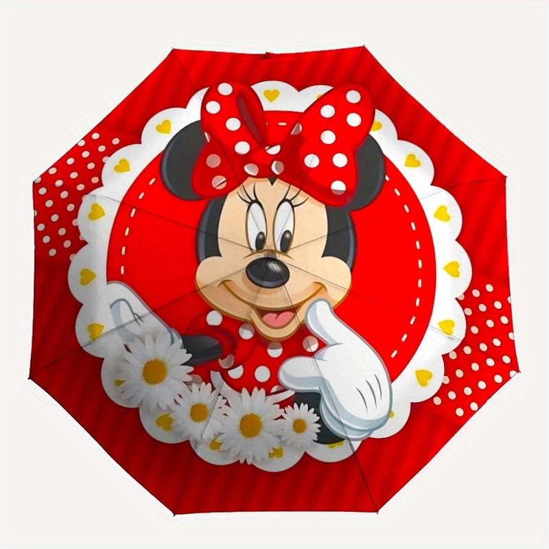 

1pc Minnie Mouse Automatic Folding Umbrella - Portable Foldable Design with 8 Ribs, Durable Plastic & Iron Frame, Outdoor Umbrella yy250731051