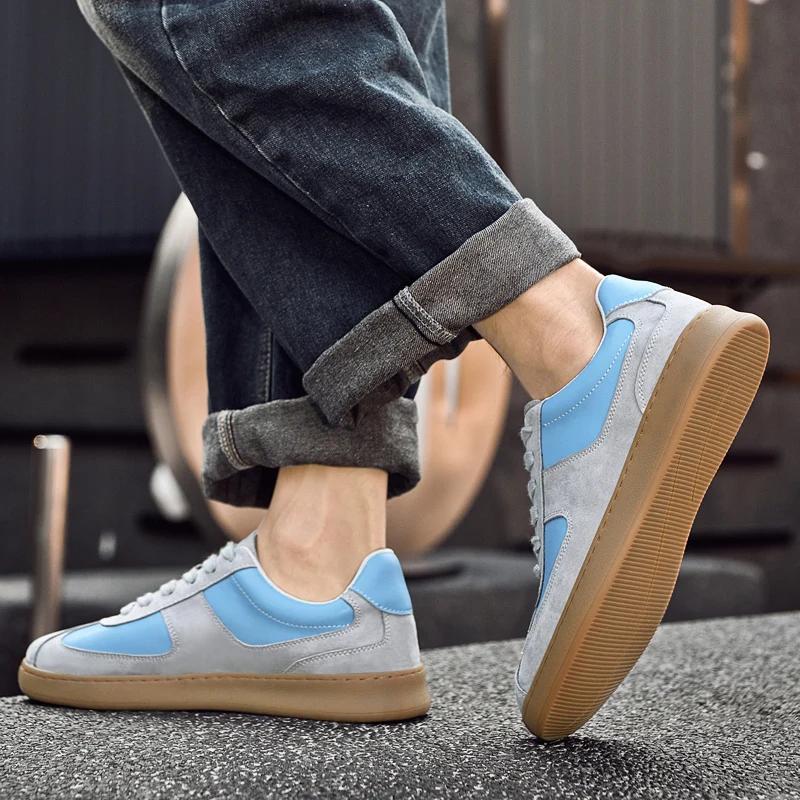 Fashion Men's Flats Genuine Leather Outdoor Daily Vulcanize Shoes Fashion Casual Sneakers Comfort Sports Flats Male Walking Footwear