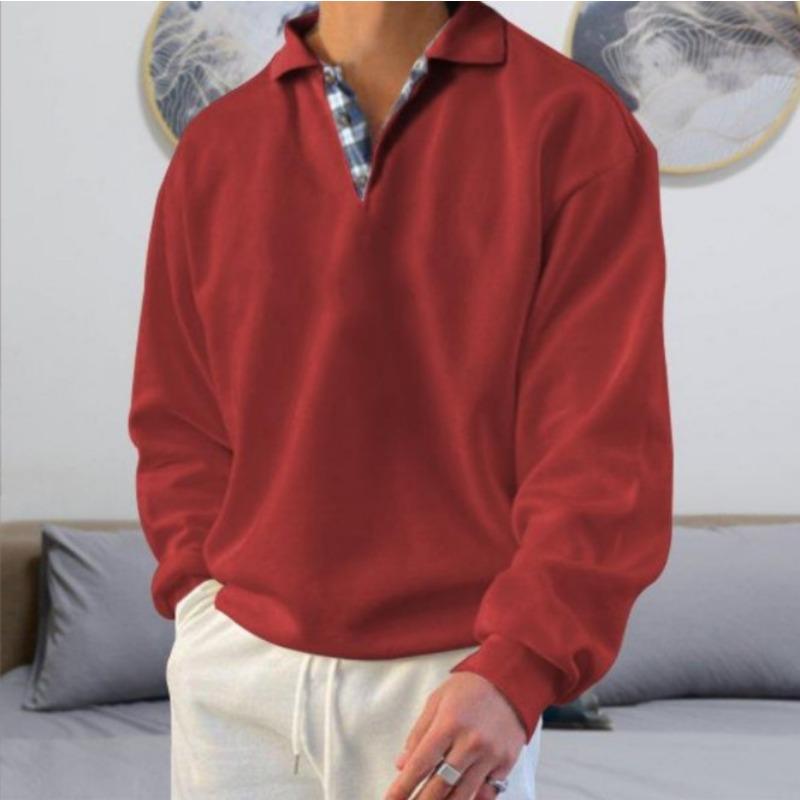 Popular Autumn Long-sleeved V-neck Men's Lapel Loose Sweater Men's Clothing