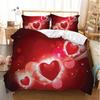 Red Love Heart Duvet Cover Set Romantic Theme Comforter Cover Valentine's Day Gift King Queen Double Twin Size With Pillowcase