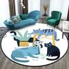 Cute Cat Round Carpet Cartoon Animal Cats Area Rug for Office Living Room Bedroom Decoration Non-slip Children's Crawl Floor Mat