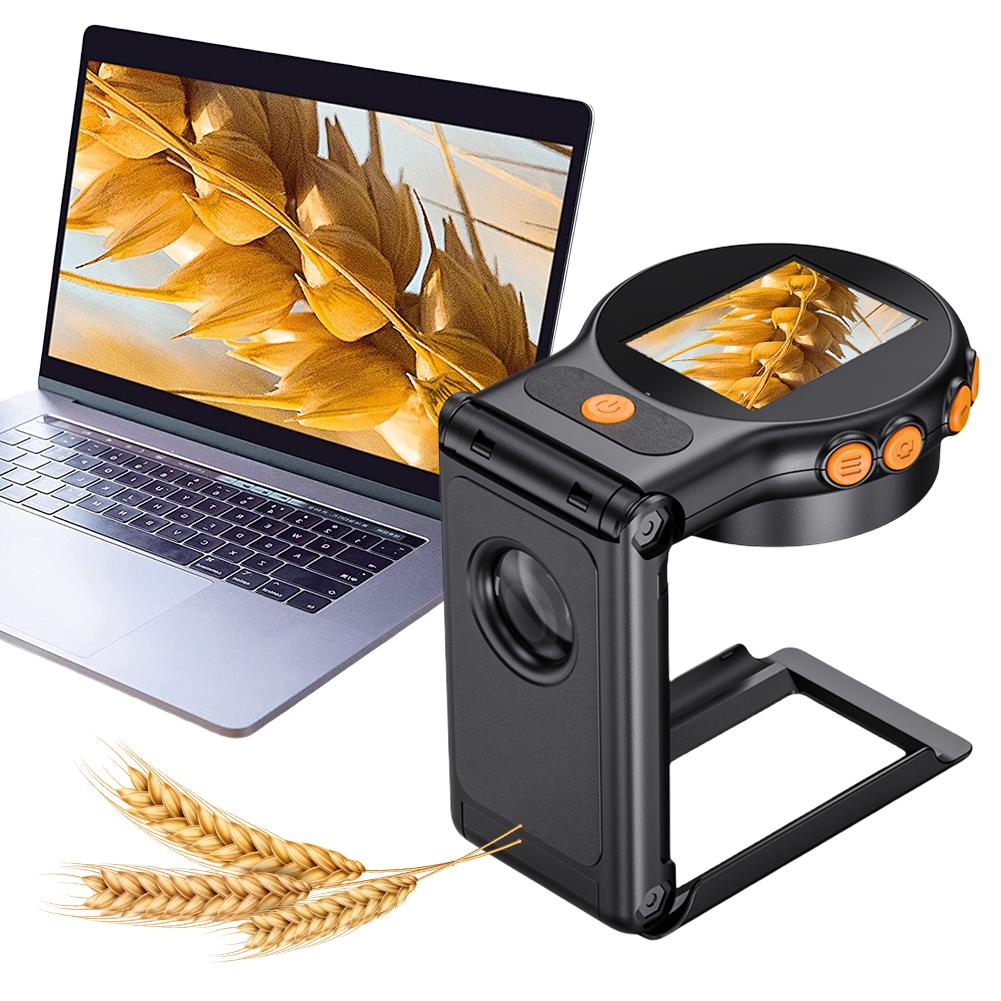 500X Portable Digital Folding Microscope Magnifier 2Inch IPS Screen Handheld Microscope Camera 8 Leds for Jewelry Watch Repair