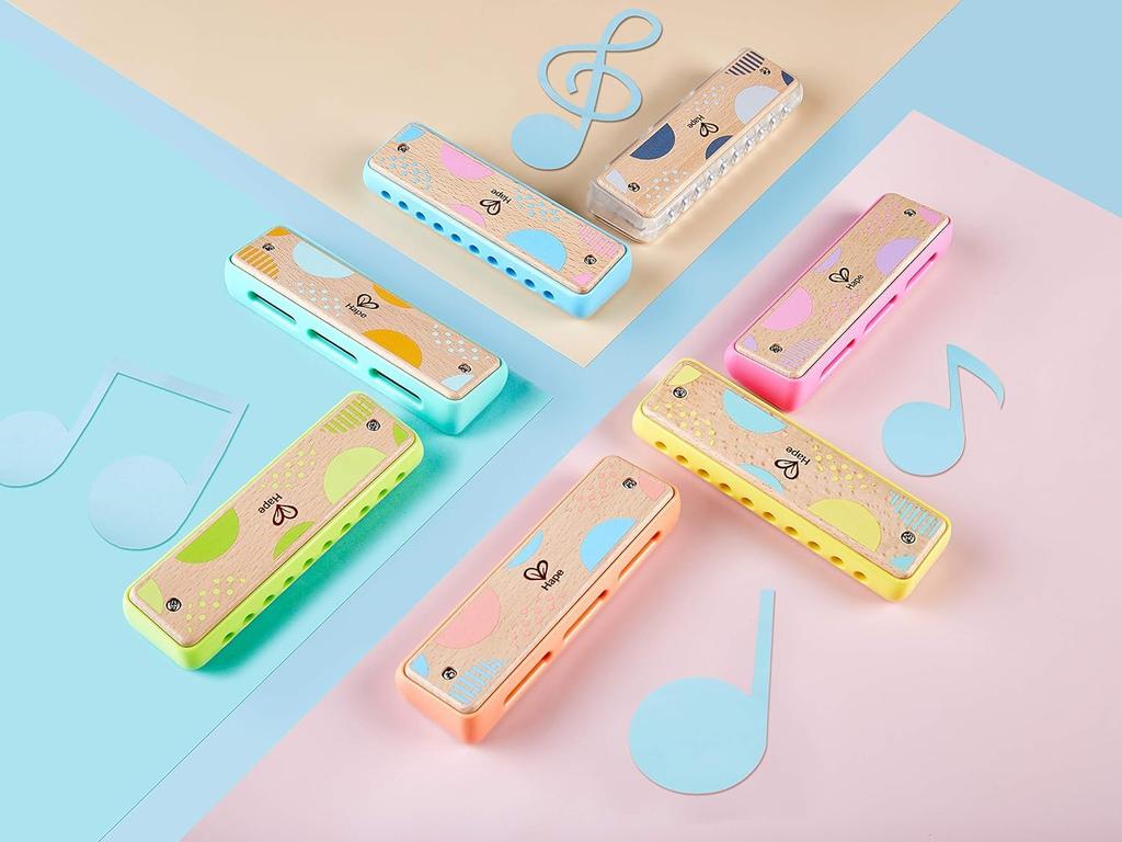 Hape x x Ages 3 and Wooden Musical E8916 Harmonica, Blue-Green, 4.4 14.5 2.6 cm, Up, Instrument, Toy,