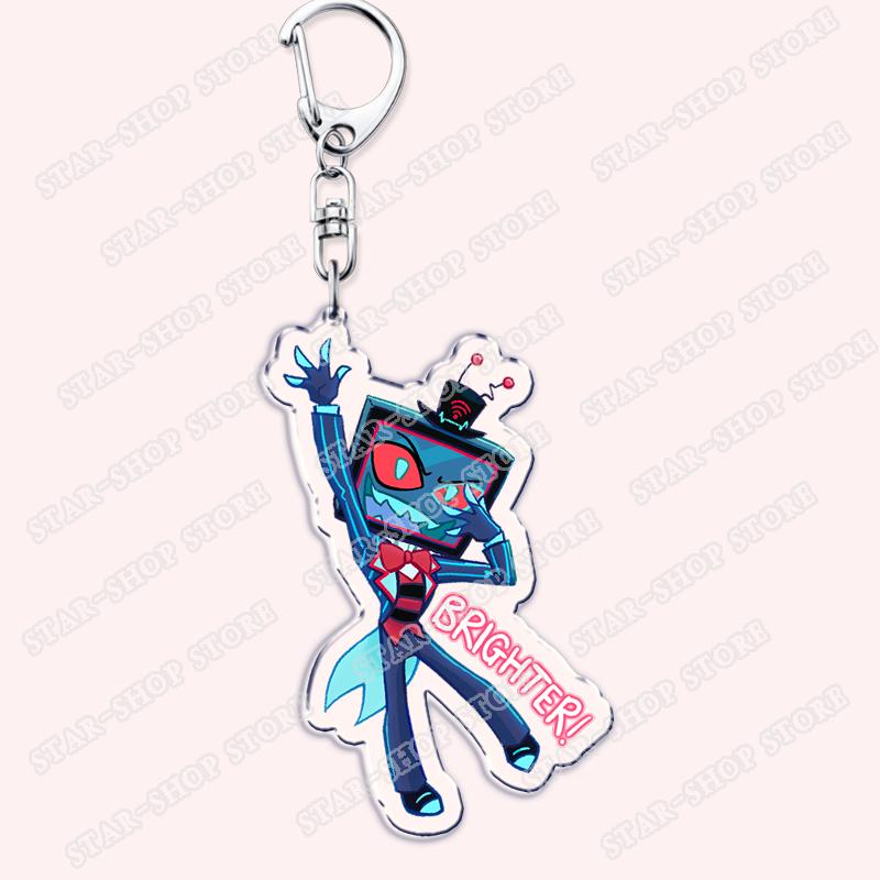 Heiß Populär Anime Cartoon Dämon Figur Schlüsselanhänger für Zubehör Tasche Angel Dust Schlüsselanhänger Ring Schlüsselring Schmuck Fans Freunde Geschenke