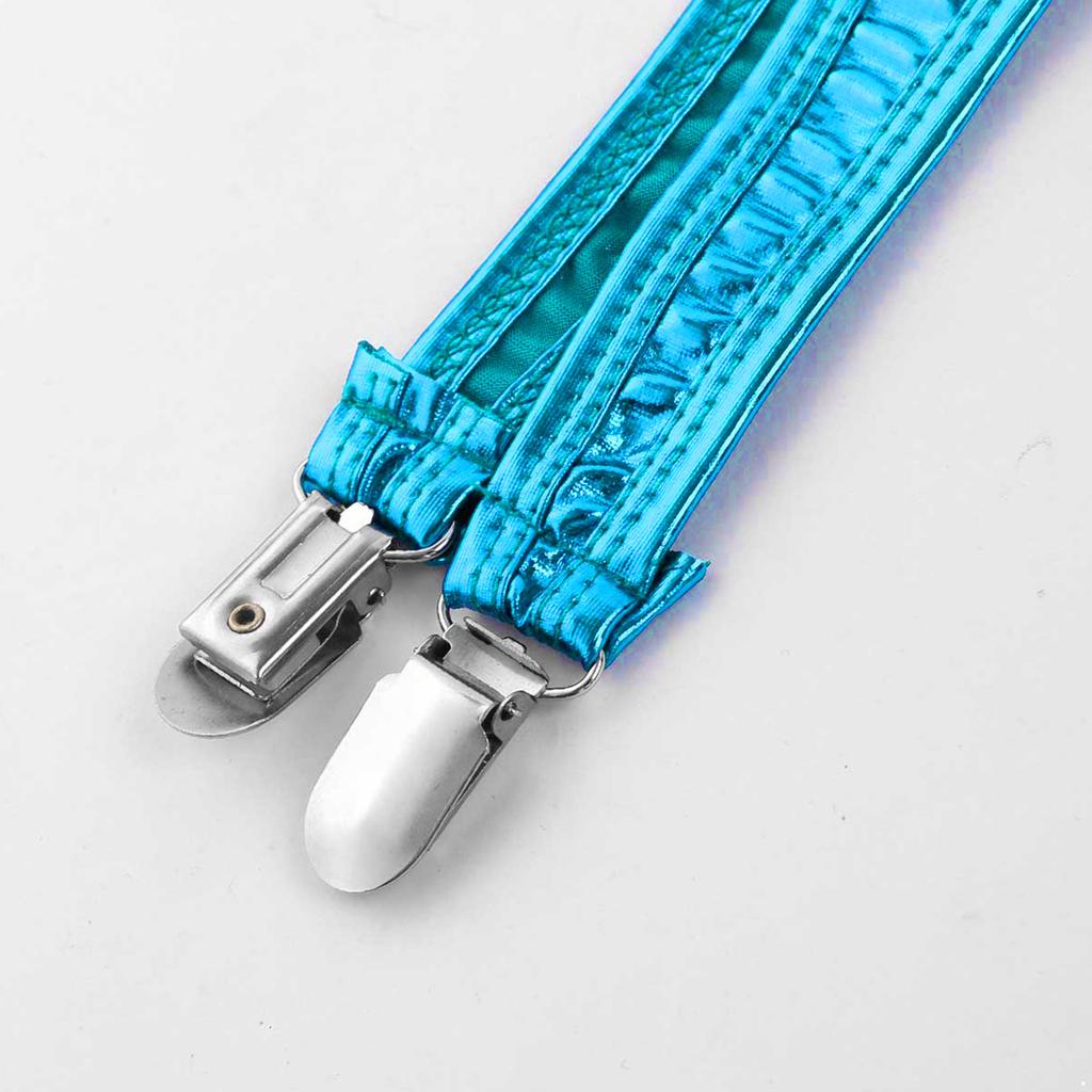 Spandex Womens Shiny Glossy Appearance Hologram Metallic Suspender Clips Stretchy Garter Belt