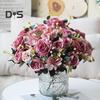 Vintage Artificial Peonies Faux Silk Flowers Bunch Hydrangea Rose Peony Floral Centerpiece for Wedding Event Party Home Decor
