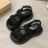 Fashion Platform Beach Shoes Suede Leather Round Head Peep Toe Hook & Loop Thick Bottom Casual Sandals Top Quality