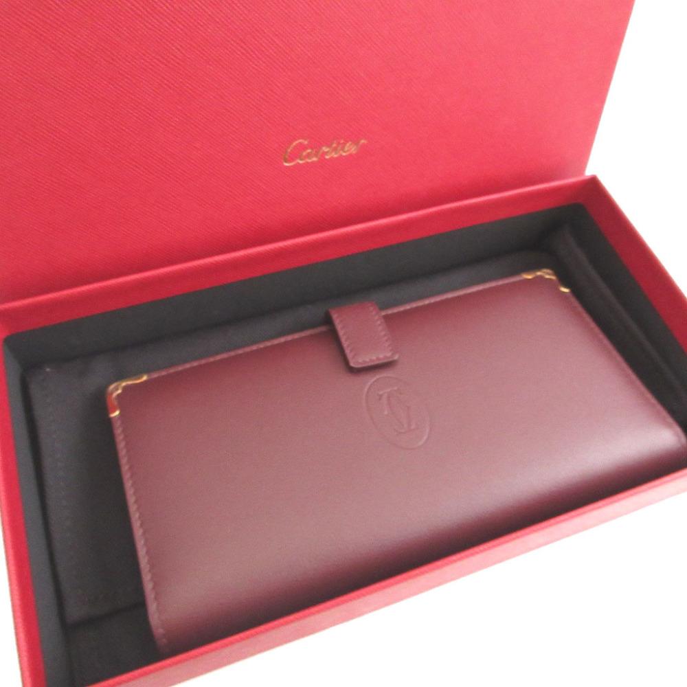 Used AUTHENTIC CARTIER L3001760 Must de Cartier long wallet Bordeaux Leather