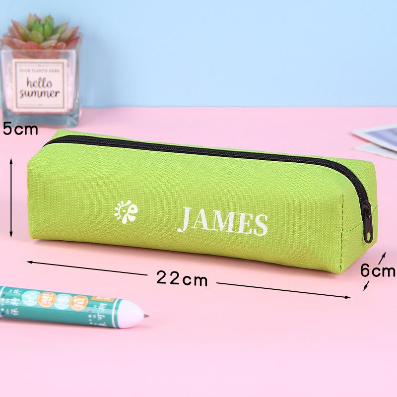 CORTIS Green Canvas Pencil Case – Logo Design, 22cm Simple Zip Student Stationery Bag
