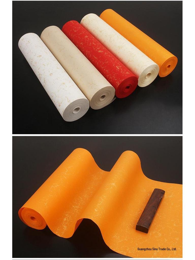 Gold-Flecked & Painted Silk Long Scroll: Thickened Semi-Sized Xuan Paper for Calligraphy & Mounting in Regular, Clerical, & Running Script.