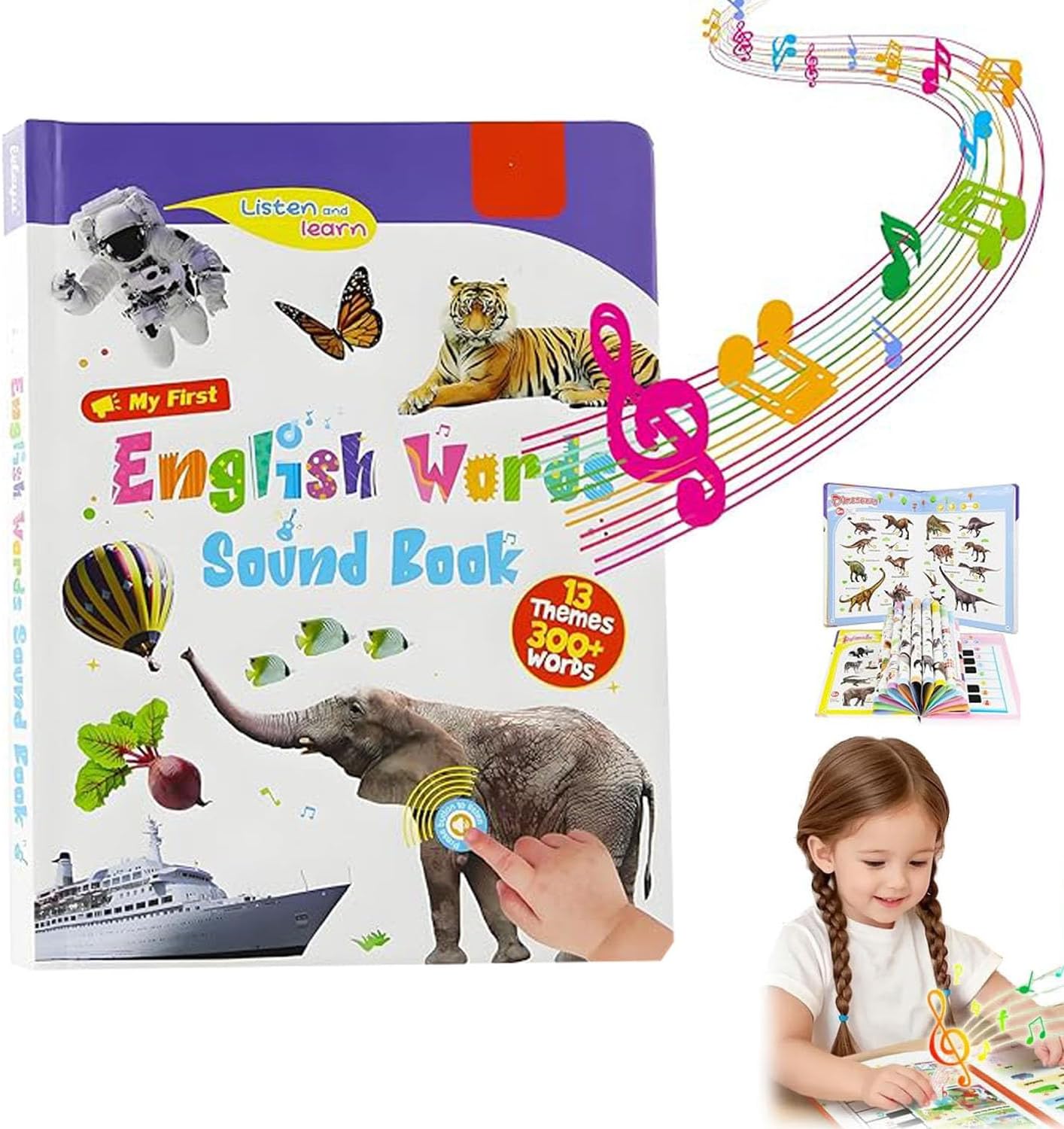 

Книга со звуками «Первые английские слова», Моя первая английская звуковая игрушка, 470+ слов, 21 тема, Говори и пиши, Веселая словесная игра для образовательного языка белый