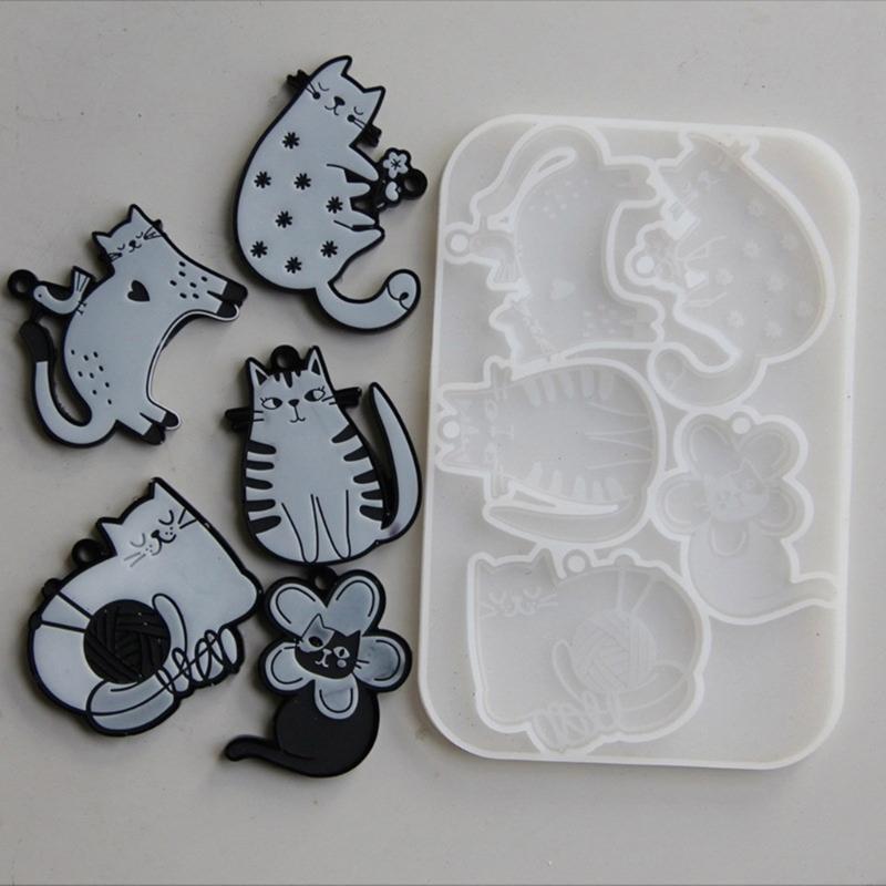 Creative Silicone Casting Molds Cats Shape Necklace Molds Suitable for Making Animal Necklace and Earrings Pendant