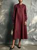 European and American autumn and winter temperament dress women, round neck button decorative zipper long sleeve loose dress