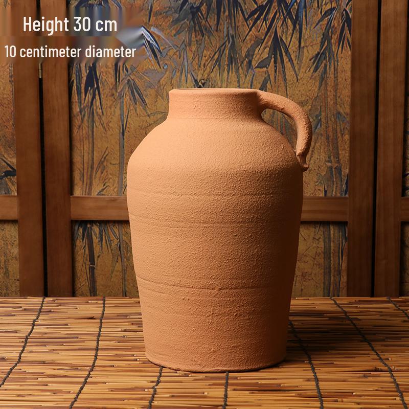 Jarrón de cerámica Wabi-Sabi: Cerámica Gruesa Estilo Chino Retro para Flores Secas, Vitrina, Club o Decoración de Sala de Estar.