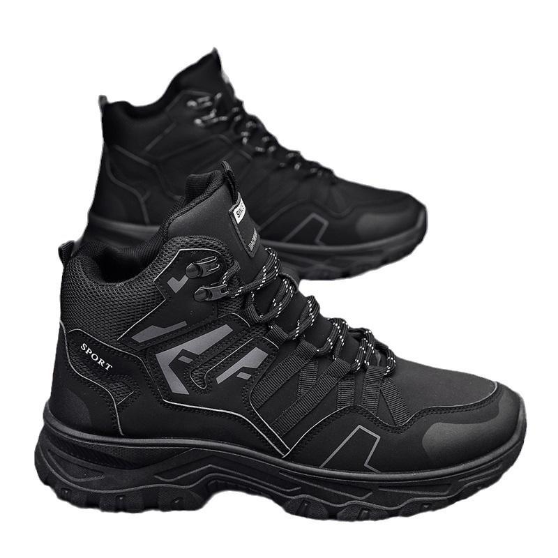 Autumn and Winter Tire Sole Wear-resistant Hiking Shoes Leather Surface Waterproof High-top Hiking Off-road Climbing Shoes