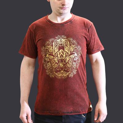 T-shirt Hamsa délavé à la pierre, taille S, bordeaux