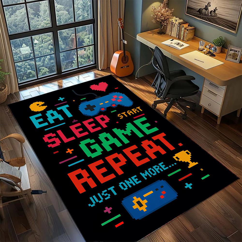 Vintage Arcade Pac-Man Board Game Pattern Rug Carpet Large Area Rug Non Slip Washable Floor Mat Gamer Room Bedroom Home Decor