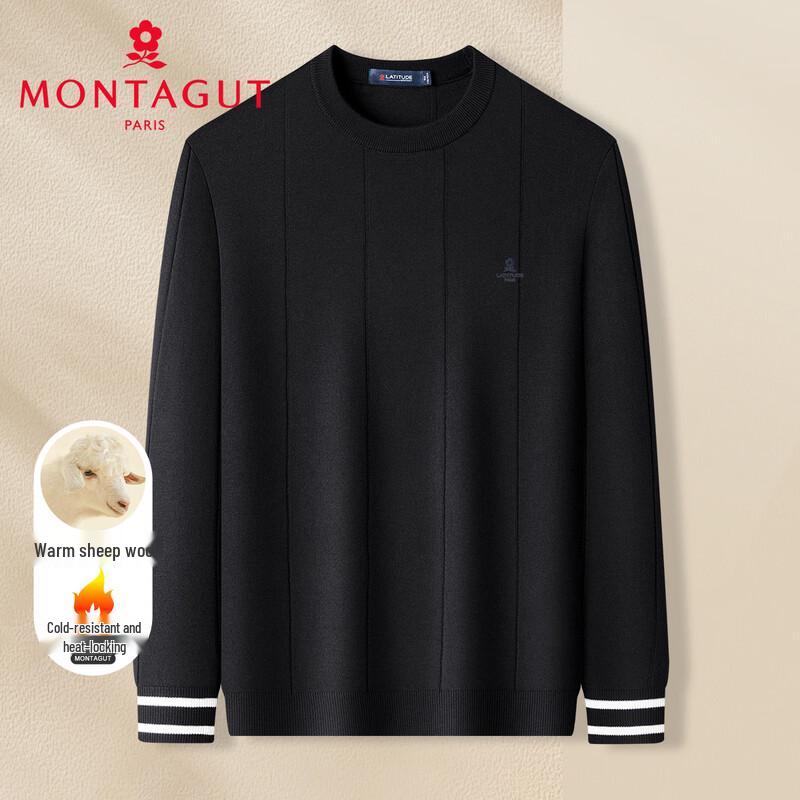 

MONTAGUT Men s Merino Wool Blend Round Neck Long Sleeve Sweater XL