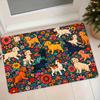 1pc Cartoon Dog Floral Print Flannel Floor Mat, Non-Slip Absorbent Doormat for Entryway, Bedroom, Bathroom, Durable and Easy-to-Clean Home Carpet