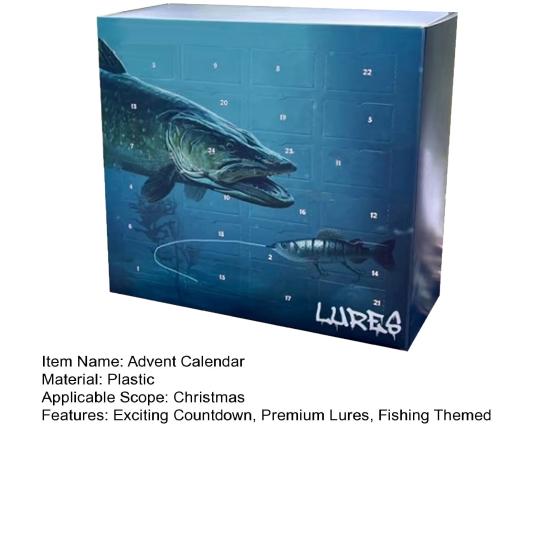 Fishing Lure Advent Calendar 2024 Fishing Christmas Countdown Calendar 24 Days Fishing Lure Vánoční dárky pro rybáře Muži Chlapci