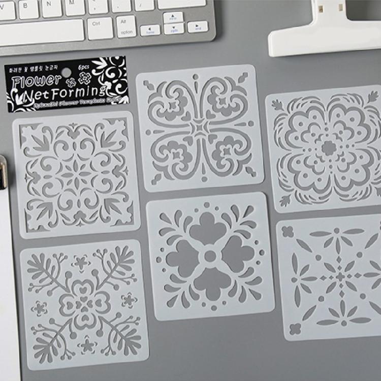 6 Pcs Flowers Stencils Drawing Stencils Leaf Templates For Creative Scrapbook Pages And DIY Home Projects