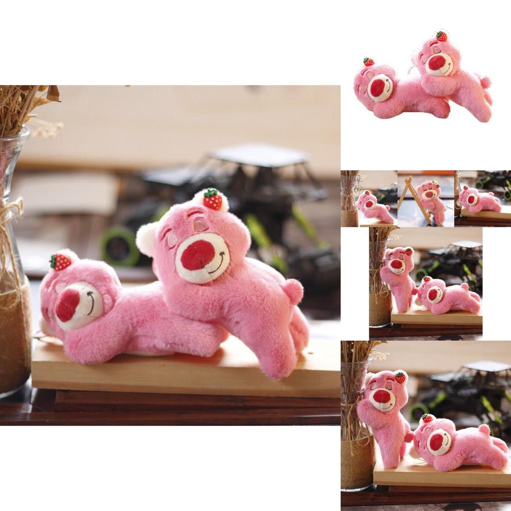 Adorable Pink Bear Plush Keychain Cute Stuffed Animal With Soft Short Plush