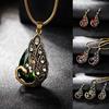 3Pcs Earrings Jewelry Fake Peacock Pendant Fashion Necklace