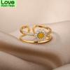 Cute Daisy Rings For Women Zircon Sweet Double Mini Flower Open Adjustable Finger Ring Wedding Party Boho Jewelry Gift Mujer
