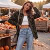 Women's Leopard Print Cardigan Jacket with Button Front and Lapel Collar, Loose Fit Long Sleeve