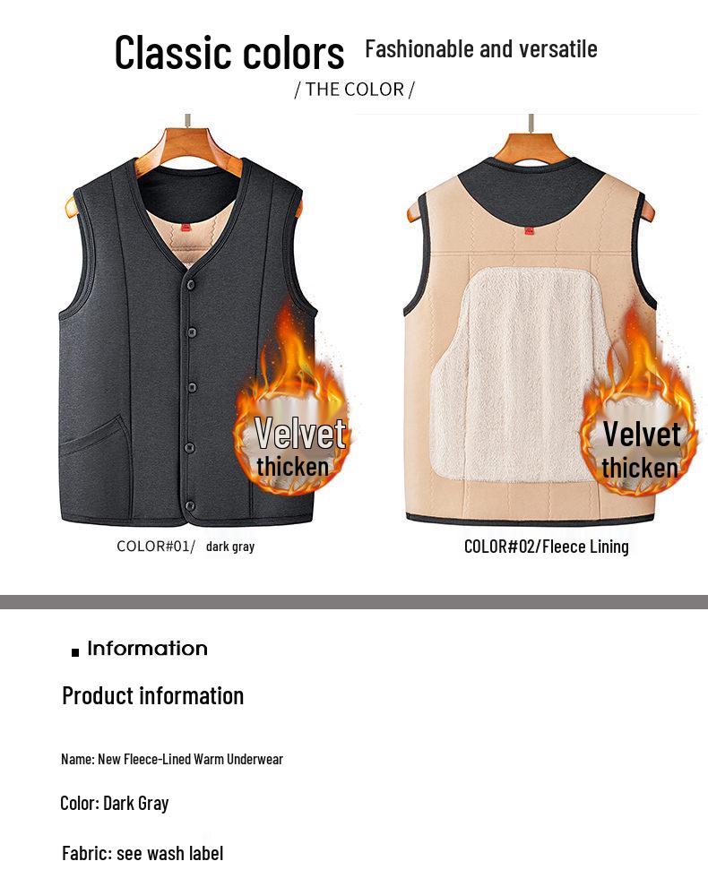Winter Men's Thickened Cotton Vest: Mid-Aged & Elderly Wear