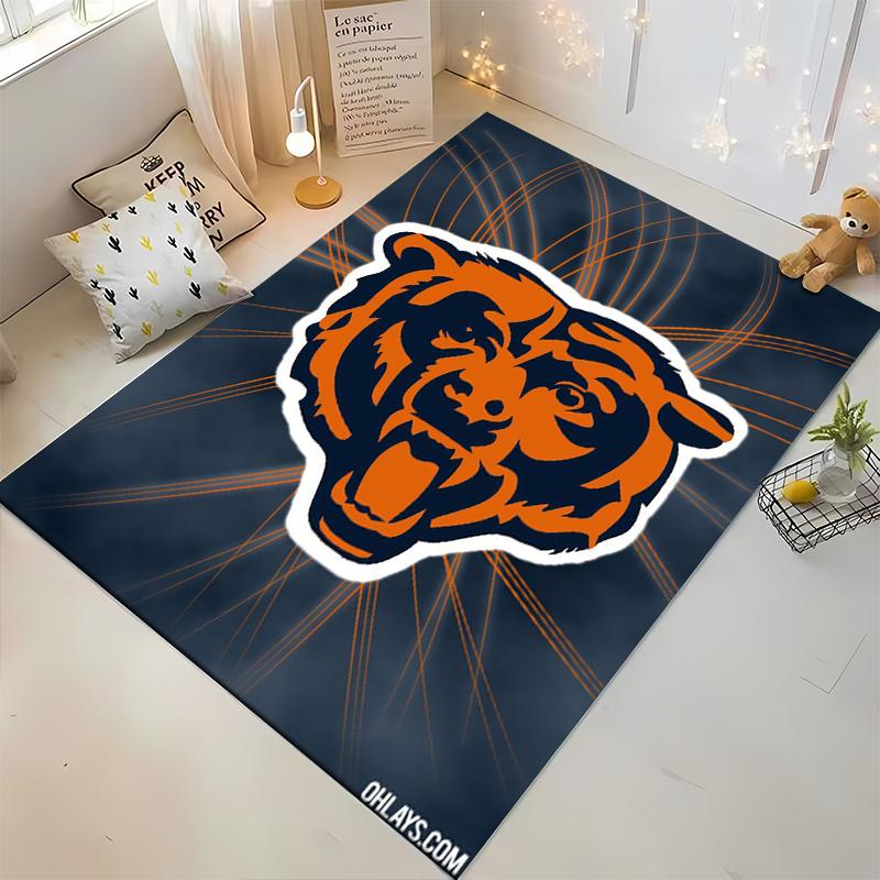 Fierce Orange Bear Head on Dark Background Rug Non-slip rug suitable for living room and bedroom sofas.