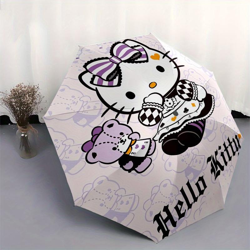 Hello Kitty,Sanrio Automatic Folding Umbrella Simple 8 Rib Design, Bright Cartoon Pattern, Durable Iron Frame, Suitable For Travel, Outdoor,