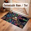 Skull Gothic Theme Crystal Velvet Floor Rug Personalized Custom Name Text Warm Carpet Home Decoration