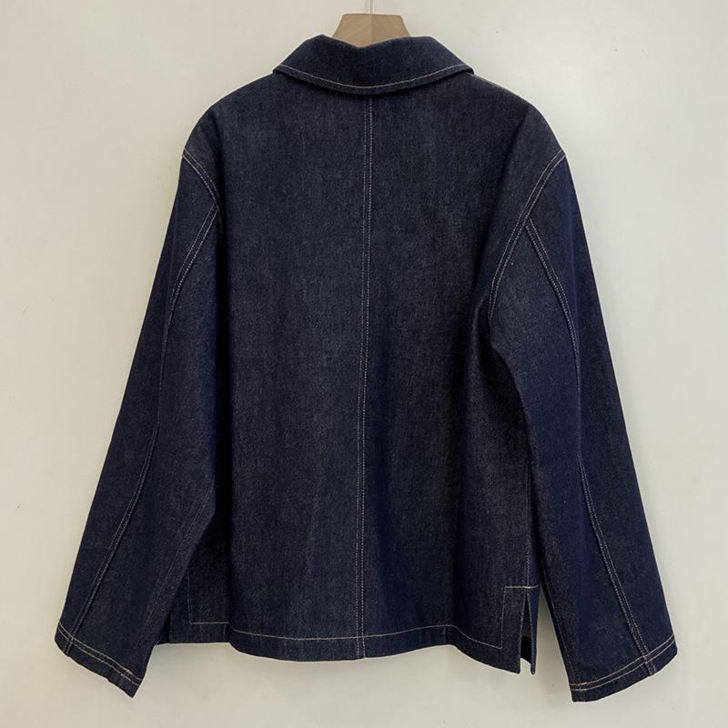 Dames Herfst 2025 Donkerblauw Puur Katoen Jeansjasje - Losse, Comfortabele Pasvorm