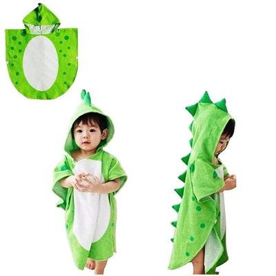 Baby Towel, Dinosaur Hooded Towel, Bath Towel, Kids Bathrobe (Green)