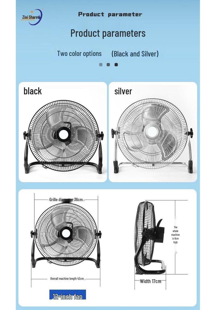 Zi Xi 12V Portable Solar Fan for Camping & Outdoor Use
