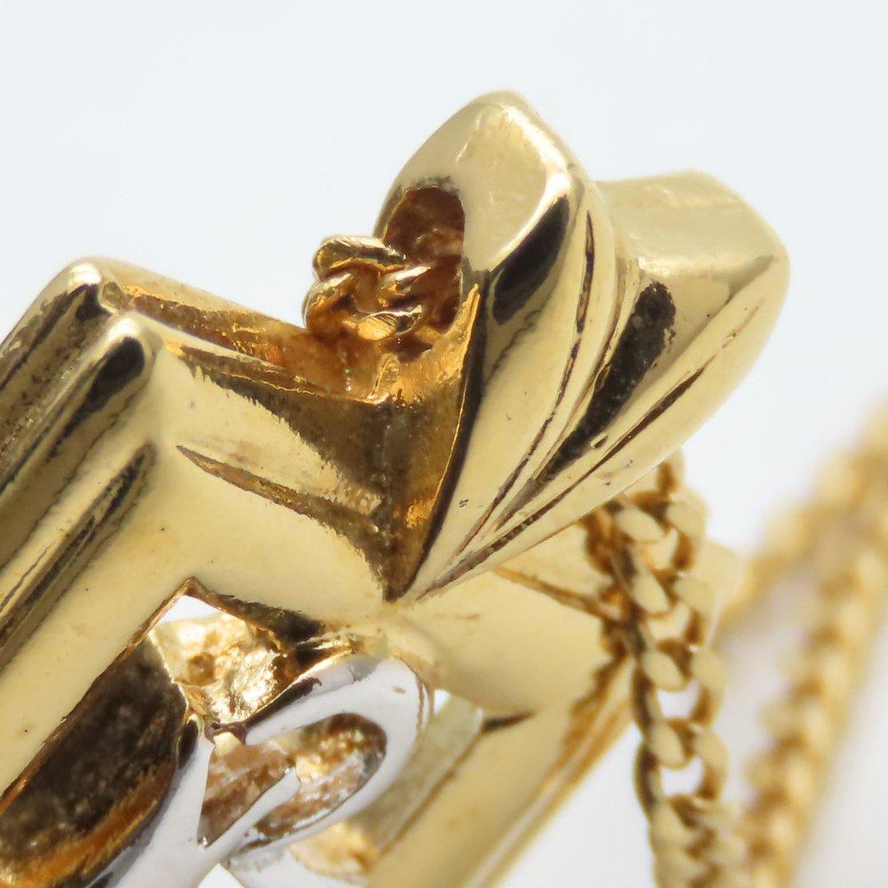 Used NINA RICCI Necklace NR logo metal 5.0g gold Square