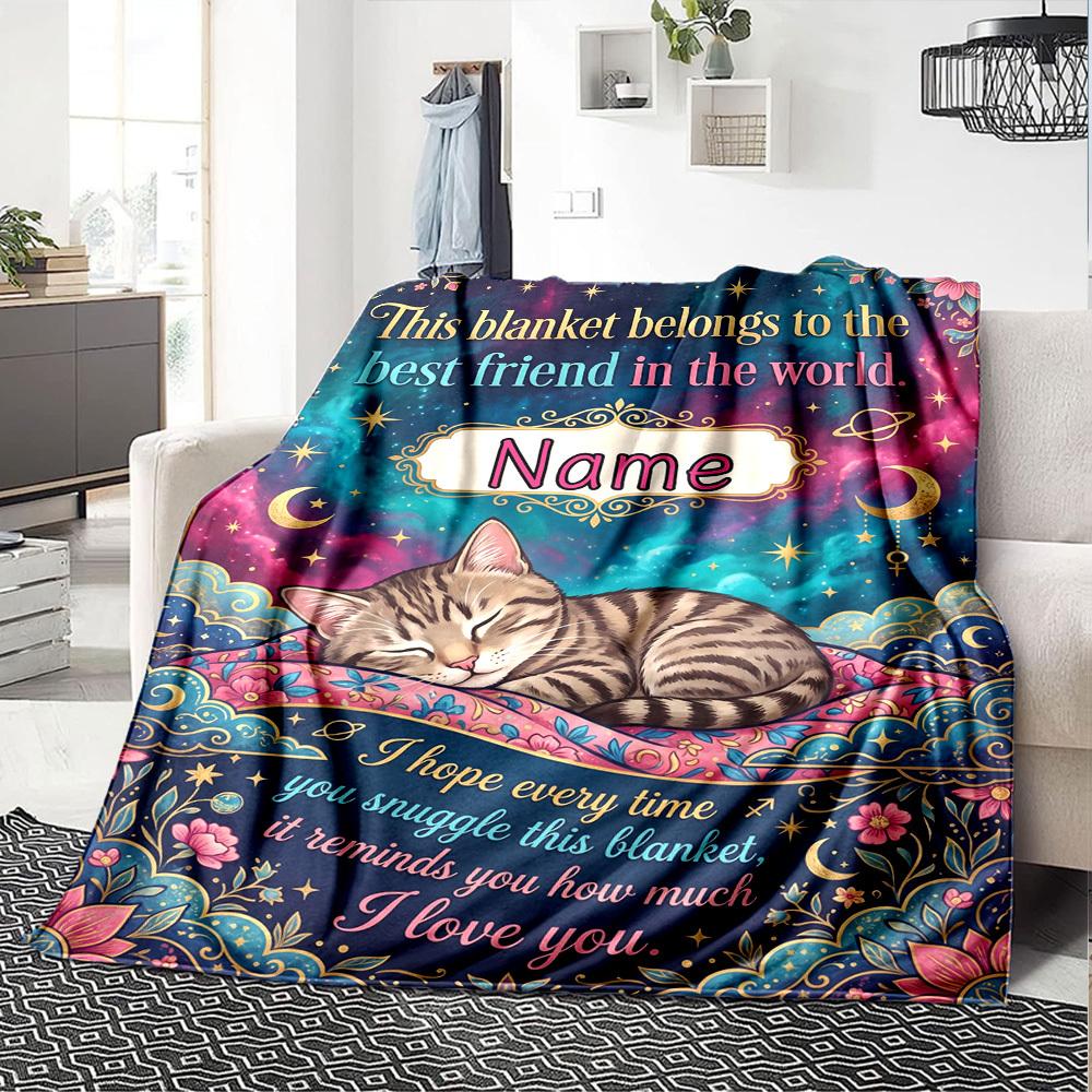 Friendship Endures Distance Customized Name Birthday Plush Blanket Suitable For Both Men And Women Digital Printing Fantasy Theme All Seasons